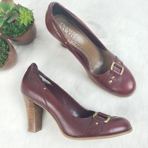 Franco Sarto maroon round toe pumps heels sz 9.5